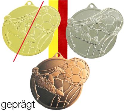 Medaille TOR inkl. Band:   Neu: 3-färbig emaillierte Medaille mit Relieffußballer inkl. 2,2cm breitem
