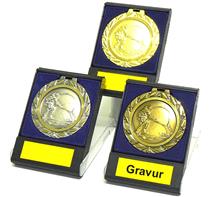 Große Resin-Medaille mit blauem Etui verschiedene Sportarten erhältlich 