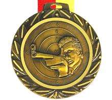 Medaille Saturn 068 "Gewehr" inkl. Band: Besonders SCHWERE MESSINGMEDAILLE mit Reliefmotiv "GEWEHR", effektvollem