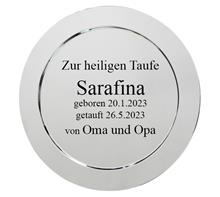 Teller versilbert: Versilberter Teller Ø35cm mit dekorativem Rand für Ihre Wunschgravur.