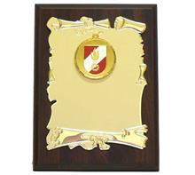 Holzschild inkl. Urkunde+Med. Primus: Braunes Holzschild 15x20cm inkl. Metallurkunde 12x16cm und MESSINGMEDAIL