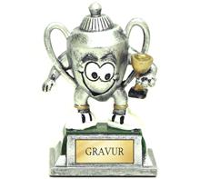 Minicup "Pokal": Plastischer, humorvoller Pokal aus Steinguss färbig bemalt.