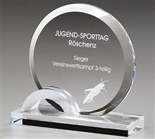 Glastrophäe "Landscape Award": "Landscape Award" - Der runde Glasaward, vollendet mit einem elegantem Bogen