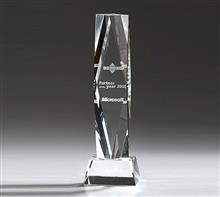 Glastrophäe "President Award": Kristallglas-Trophäe "President Award" Massives Kristallgals 100mm stark,