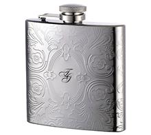 Flachmann Edelstahl "Blumenmotiv": Edelstahlflasche mit poliertem Finish und "BLUMENMOTIV" Inhalt: 170ml
