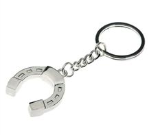 Schlüsselkette Hufeisen: Schlüsselanhänger "Glücks-Hufeisen", versilbert. Länge: 8,5cm