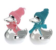 Spardose Ente: Spardose "Ente" in Rosa oder Blau, versilbert. Höhe: 13cm