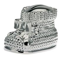 Spardose Schuh: Spardose "Babyschuh" versilbert. Höhe: 7,5cm