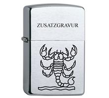Zippo inkl. Lasergravur Sternzeichen G15: ZIPPO Sturmfeuerzeug "Regular chrom gebürstet" Inkl. Lasergravur schwa