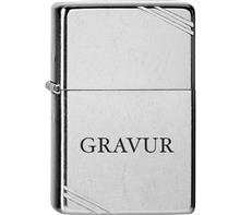 Zippo "Chrom geb. Vintage": ZIPPO Sturmfeuerzeug "Chrom gebürstet Vintage" Diamantgravur wird "M