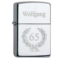 Zippo reg.chr.pol. inkl. Logo-Diamantgravur: ZIPPO Sturmfeuerzeug "Regular chrom poliert" Diamantgravur inkl.