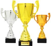 Henkelpokal: Klassischer goldener Henkelpokal von 35cm - 45cm.
