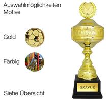 Deckelpokal inkl. Motiv Ø50mm: Klassischer Pokal mit Deckel, Emblemhalterung und Motiv Ø50mm Ihrer Wahl.