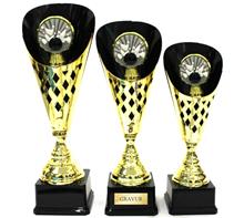 Bowling-Pokal "Blaze 021": Exklusiver Pokal inkl. Motiv Ø70mm "BOWLING" mit plastischer 3D Reliefstru
