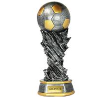 Fussball-Cup: Fussball-Cup Steinguss gold bemalt.