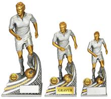 Fussball-Trophäe Resin: 2-färbige Fussball-Trophäe aus Steinguss-Material.