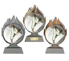 Karate-Trophäe "Blaze 041": PVC-Trophäe in Gold-Silber-Bronze ?inkl. Motiv "KARATE" Ø70mm.