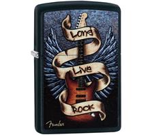 Zippo "Fender": ZIPPO Sturmfeuerzeug "Fender - Long Live Rock" Gravur auf Rückseite mögl