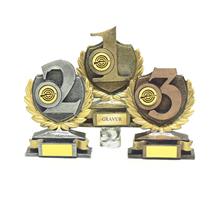 steingußtrophäe inkl. Zwerg 069: Kleine Steinguss-Trophäe inkl. Emblem Zwerg "GEWEHR" 1=Gold 2=Silber 3