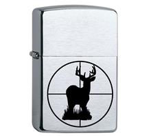 Zippo inkl.Lasergravur "Jagd" SL148: ZIPPO Sturmfeuerzeug "Regular chrom gebürstet" Inkl. Lasergravur schwa