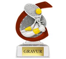 Tennis-Trophäe: Trophäe aus Kunstharz inkl. färbigem Motiv "TENNIS" und aktueller Jahre