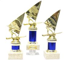 Trophäe inkl. Figur Surfen "F063": Trophäe inkl. plastischer, goldener Figur "Surfen".