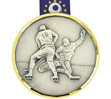 Medaille Amethyst Eishockey + Band: MESSINGMEDAILLE mit geprägtem Motiv "EISHOCKEY" und DIAMANTSCHLIFFRAND.