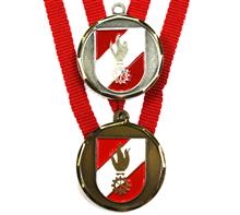 Feuerwehr Medaillen inkl. Band: Exklusive FEUERWEHR-MEDAILLE Motiv 3-färbig handbemalt inkl. Band Ihrer