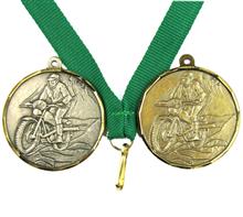 Medaille Saphir Motocross "MA091" inkl. Band: Messingmedaille Ø42mm mit geprägtem Relief-Motiv "MOTOCROSS" inkl. Band.