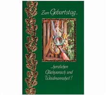Geburtstagskarte Jagd: Geburtstagskarte JAGD mit grünem Kuvert. Format: 11,5x17cm